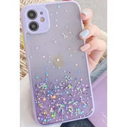 MCTK6-IPHONE 13 Pro Max * Furtrola 3D Sparkling star silicone Purple (139)