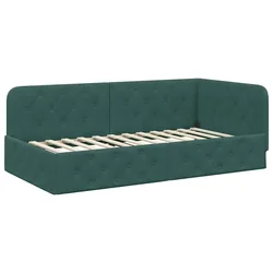 Vidaxl Kotna postelja Temno zelena 90 x 200 cm Žamet