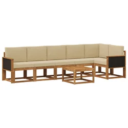 Set vanjskih sofa s jastukom 7 pcs Prirodna i bež Poliester