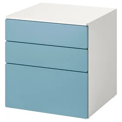 SMASTAD / PLATSA Komoda s 3 fioke, bela/plava, 60x57x63 cm