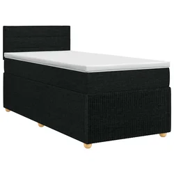 vidaXL Postelja boxspring z vzmetnico Črna 90 x 190 cm Blago