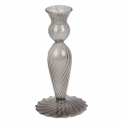 Siv steklen svečnik PT LIVING Swirl, višina 17 cm
