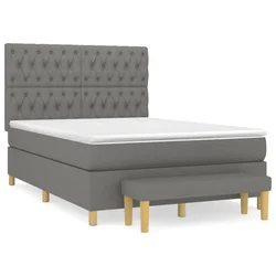 Vidaxl Box spring posteljni z vzmetnico temno siv 140x190 cm blago