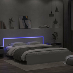 Okvir kreveta s uzglavljem i LED svjetlima bijeli 200 x 200 cm