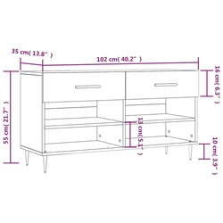 Klupa za cipele siva boja betona 102x35x55 cm konstruirano drvo