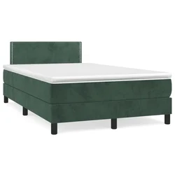 vidaXL Box spring postelja z vzmetnico temno zelen 120x190 cm žamet
