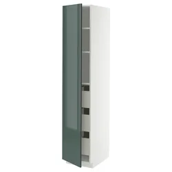 METOD / MAXIMERA Visoki element s fiokama, bela/Kallarp tamna sivozelena visokog sjaja, 40x60x200 cm