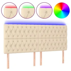 Vidaxl LED posteljno vzglavje krem 180x7x118/128 cm blago