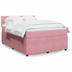 VIDAXL Box spring postelja z vzmetnico roza 140x190 cm žamet