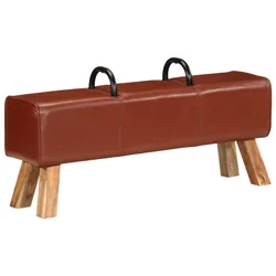 Vidaxl Telovadna klop 110 cm rjava pravo usnje