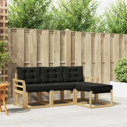 Set vanjskih sofa s jastukom 4 pcs Bijela i crna