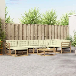 Set vanjskih sofa 8 kom. Bijela i krem Čvrsto drvo akacije