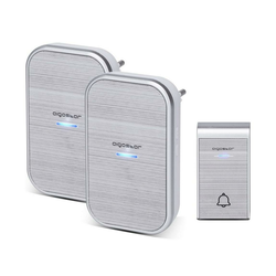 Aigostar - Komplet 2x bežičnih zvona za utičnicu 230V IP44, srebrne boje
