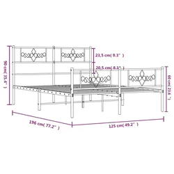 Metalni okvir kreveta uzglavlje i podnožje bijeli 120x190 cm