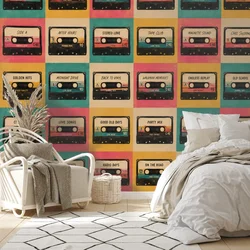 Samolepilna tapeta retro kasete v vintage slogu - 441x297
