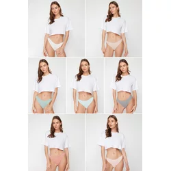 Trendyol 7-Pack White-Multicolor Cotton Brazilian Knitted Briefs