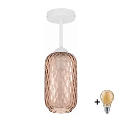 BRILAGI - LED plafonski luster R GLASS 1xE27/60W/230V preč. 14 cm bela/zadimljeno-smeđa