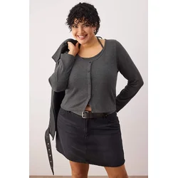 Trendyol Curve Ženska bluza Tbbaw26Af00085, Antracit