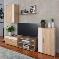 Dnevni regal, hrast sonoma/bel, KEVIN