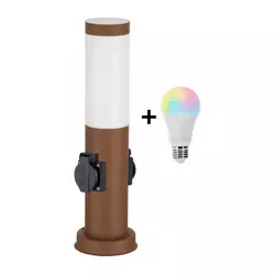 Brilagi - LED RGBW spoljašnja lampa sa dve utičnice 1xE27/15W/230V 40 cm IP44 braon
