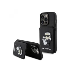 Karl Lagerfeld Karl and Choupette Maska za telefon za iPhone 15 Pro, sa pregradom, Crna