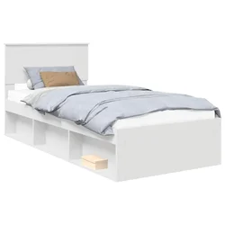 Vidaxl Konstrukcija postelje Bela 90 x 190 cm Masivno borovo les