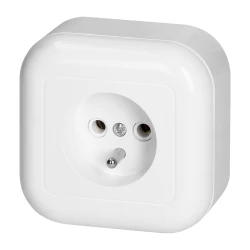 Nadzemna enoja vtičnica 2P+E, 16A, 250V, bela
