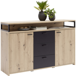 KOMODA 134/88/38 cm crna, boja hrasta