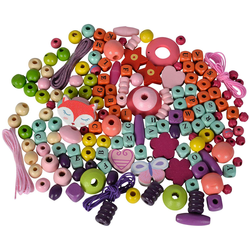 Lesene perlice Wooden Bead Set Letters Eichhorn 190 delčkov z dodatki od 4 leta