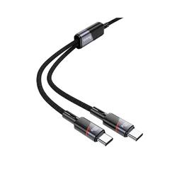 2u1 USB C na USB C / USB C kabel Hoco 5A 100W 120 cm U139 crni