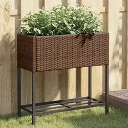 Vrtne sadilice s policom 2 kom smeđe 70 x 28 x 70 cm poliratan
