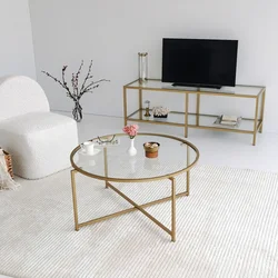 Hanah Home Klub sto Gold Sun S404 83x40x83cm Zlatni