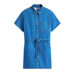 Tommy Jeans Dolga srajca moder denim