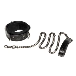 SuperLove Matrix Leather Collar & Leash 26-36cm Neck Black