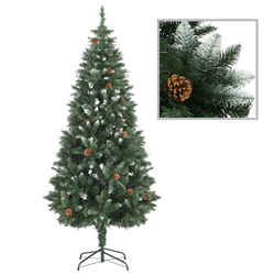 VIDAXL umjetno božićno drvce sa šiškama i bijelim sjajem, 180cm