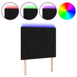 Vidaxl LED posteljno vzglavje črno 100x5x118/128 cm žamet