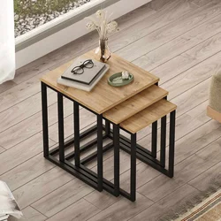 Hanah Home Set uklopivih stočića, 3 komada, Krem
