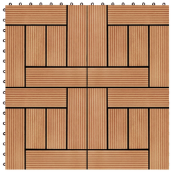 vidaXL Pločice za trijem 11 kom WPC 30 x 30 cm 1 m2 boja tikovine