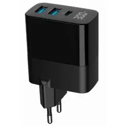 GEMBIRD Brzi punjač TA-UC-PDQC30LCD-BK-02, 30W, 2x USB A, USB C, LCD, Crni