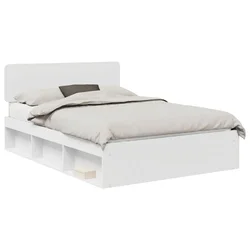Vidaxl Konstrukcija postelje Bela 140 x 200 cm Masivno borovo les