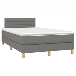 Vidaxl Box spring postelja z vzmetnico temno siva 120x190 cm blago