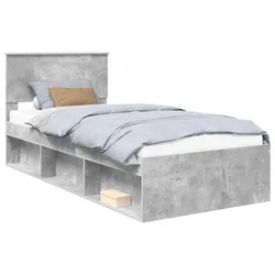 Vidaxl Konstrukcija postelje Beton 90 x 200 cm Masivno borovo les