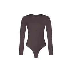 GOD SAVE QUEENS Bodi Second Skin Long Sleeve Crew-Neck Bodysuit kostanj rjava