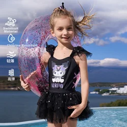 Aimer Set Jednodelni kupaći kostim za devojčice i kapa, Crni