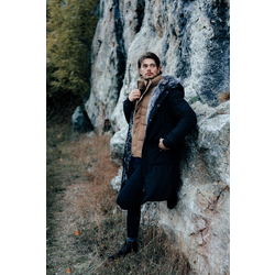 Madmext Black Long Faux Shearling Down Coat 5995