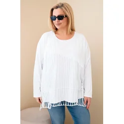 Bela bluza plus size z resicami