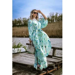 Ženski kimono Athena, Dugi, Svetloplavo-svetlozeleni