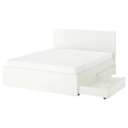 STORKLINTA Posteljni okvir s 4 predali, bela, 140x200 cm