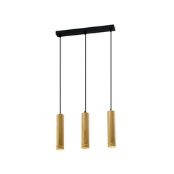Tubo Pendant Black 3X25W Gu10 Shade 25Cm Wooden