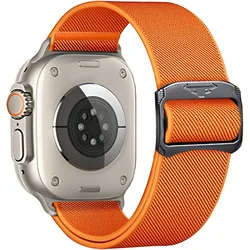 GS Najlonski pašček za Apple Watch 1/2/3/4/5/6/7/8/9/10/11/SE Ultra 1/2/3 42/44/45/46/49 mm, elastičen, oranžen